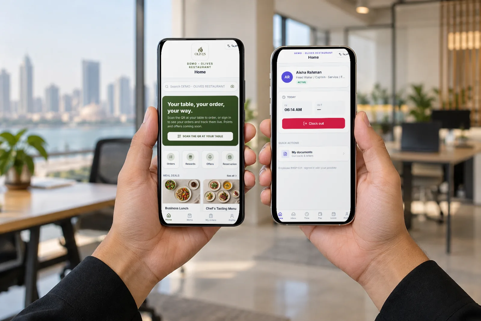 EXO LOGICS mobile app development — a business owner using a mobile app